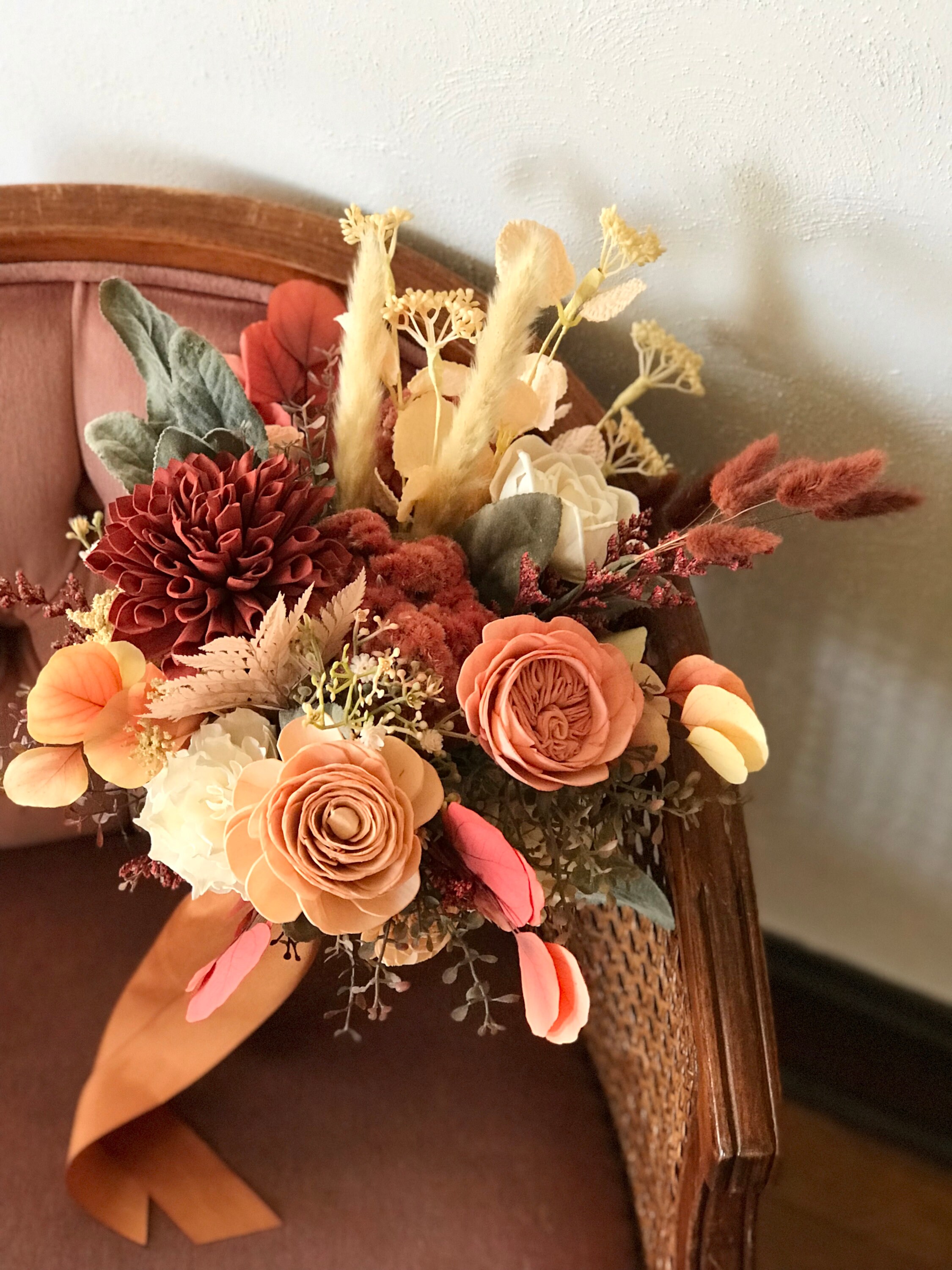 Elopement Bouquet, Fall Wedding Flowers, READY TO SHIP, Sola Wood 