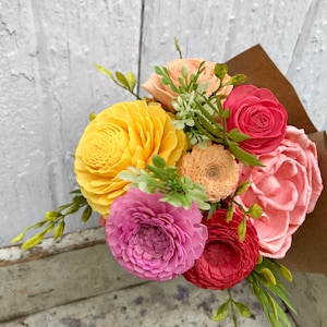 Wood flower bouquet, sola wood flower centerpiece, home decor, zinnia bouquet, housewarming gift, wooden flower bouquet image 5