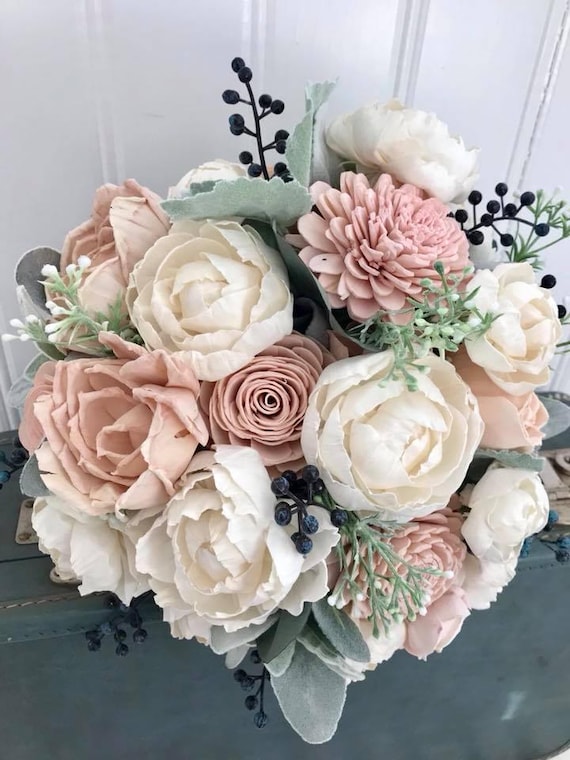 White & Navy & Pinks BUNDLE Wedding Flowers XL Bridal Bouquet Flower Package 