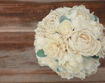 Sola flower bouquet, bridal bouquet, ivory wedding flowers, ecoflower bouquet, ecoflowers, sola wood flowers, wooden flower bouquet