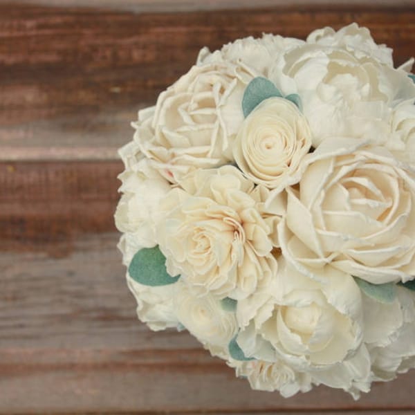 Sola flower bouquet, bridal bouquet, ivory wedding flowers, ecoflower bouquet, ecoflowers, sola wood flowers, wooden flower bouquet