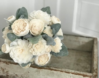 Sola flower bouquet, brides wedding bouquet, ivory wedding flowers, eco flower bouquet, ecoflower, sola wood flowers, wooden flower bouquet