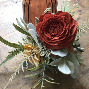 Jessie Copper wedding flowers, sola wood flowers, rust wooden flowers, READY TO SHIP, sienna , boho bouquet, anemone wedding bouquet image 3