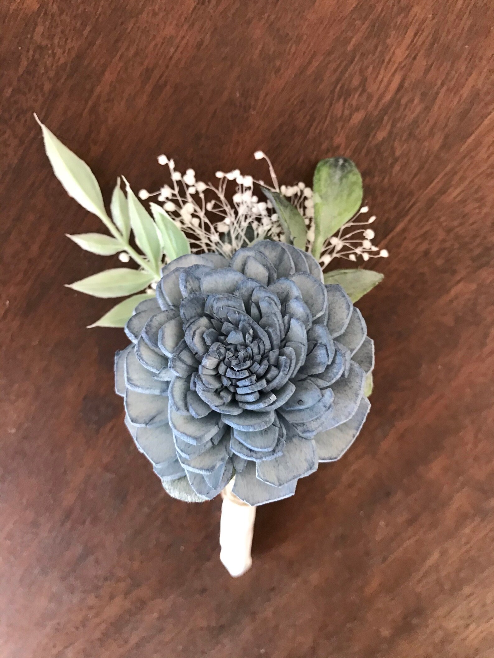 Sola wood flower boutonniere dusty blue wood flower Etsy