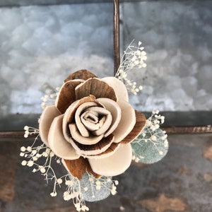 Wooden boutonniere, grooms flower, pin on sola wood flower, rose gold wedding flowers, groomsmen, ecoflower, wooden lapel flower, free ship image 5