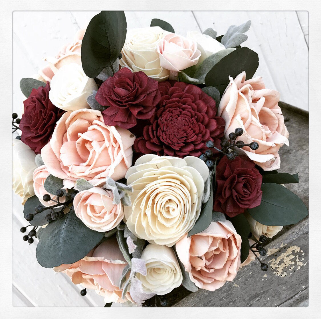 Sola flower bouquet burgundy sola wood flower wedding Etsy