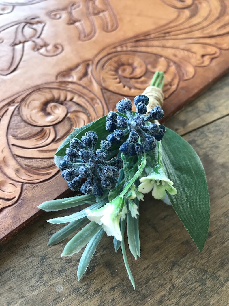 Belle Sola wood flower boutonniere, Dusty blue boutonniere, pin on eco flower, grooms lapel flower, wood wedding flowers slate blue, peach image 3