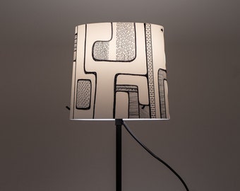 Modern Table lamp, B&W Lines Patterns, Decorative Black And White Desk Lamp For Bedroom, Office, Living Room, Unique Design