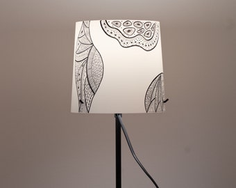 Modern Table lamp, Unique B&W Swirly Patterns Drawing, Decorative Black And White Desk Lamp For Bedroom, Office, Living Room