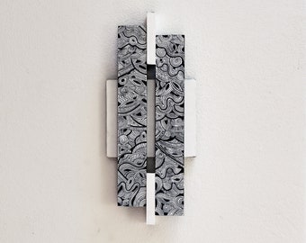 Elegnat B&W Wood Wall Decor - Unique Wall art for Living Room, Bedroom, Eclectic Black And White Sculpture For House Design