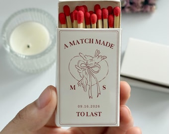 Personalized Wedding Matchboxes: Custom Favors, 'A Match Made to Last'