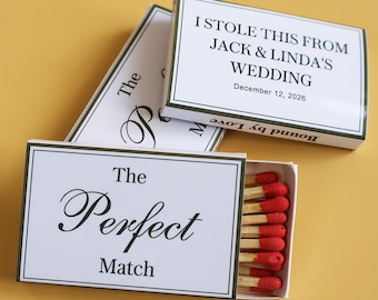 Personalized Wedding Matchbox Favor, Funny Custom Text Guest Keepsake
