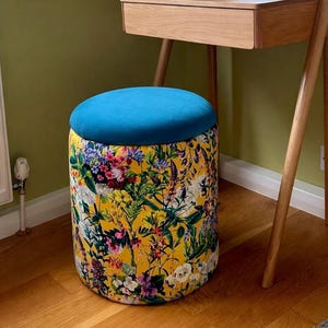 Handmade Floral Velvet Storage Ottoman: Mix and Match Patterned Dressing Table Stool