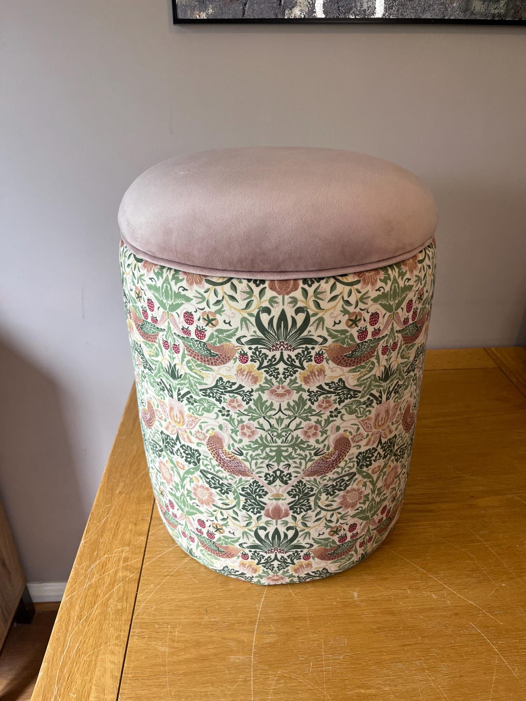William Morris Velvet Ottoman: Floral Storage Dressing Table Stool