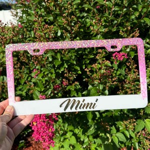 Custom Glitter Ombre Resin License Plate Frame: Personalized Car Accessory
