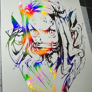 Anime Vinyl Decal Sticker- Nezuko - the Awakened Form- Demon Slayer  - Car Window Laptop Water Bottle