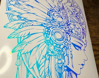 Mayan Aztec Warrior Princess Vinyl Decal Sticker
