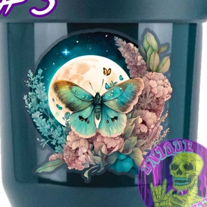 Moon Moth Sticker: Mystical Watercolor Moon Phases, Laptop Decal