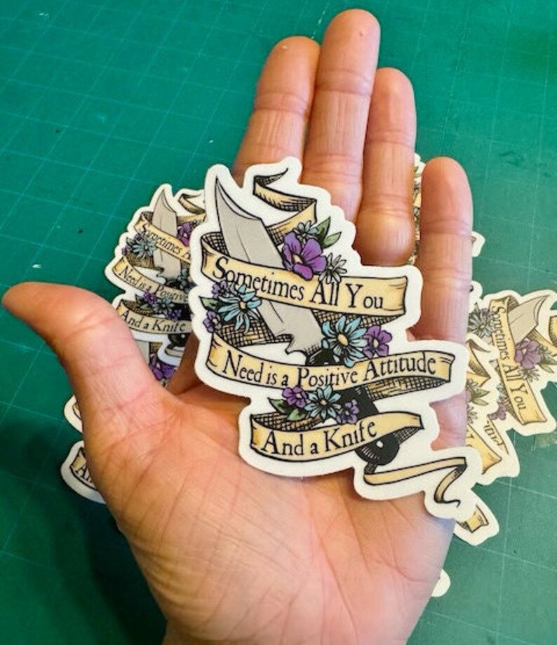 Positive Attitude Knife Sticker: Waterproof Laptop Decal - Etsy