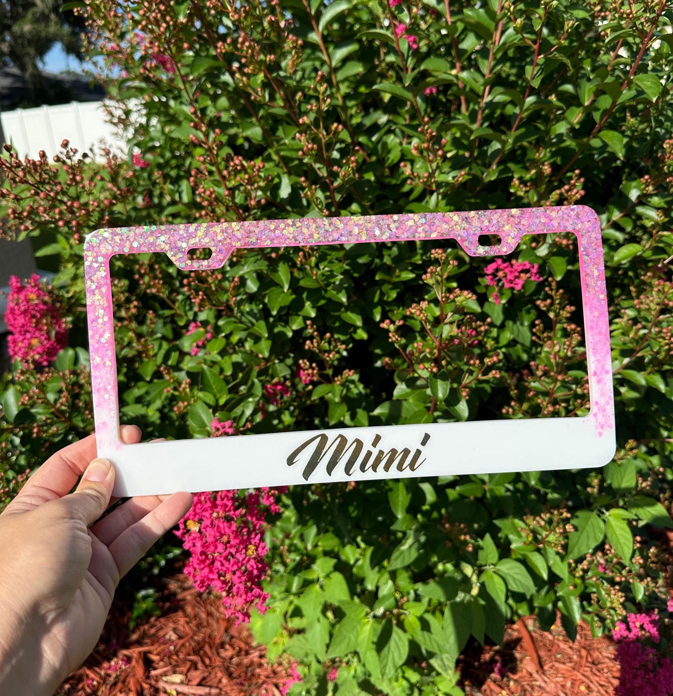 Custom Glitter Ombre Resin License Plate Frame: Personalized Car Accessory