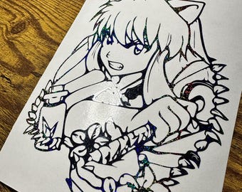 Anime Vinyl Decal Sticker- Japanese- Inuyasha  - Car Window Laptop Water Bottle