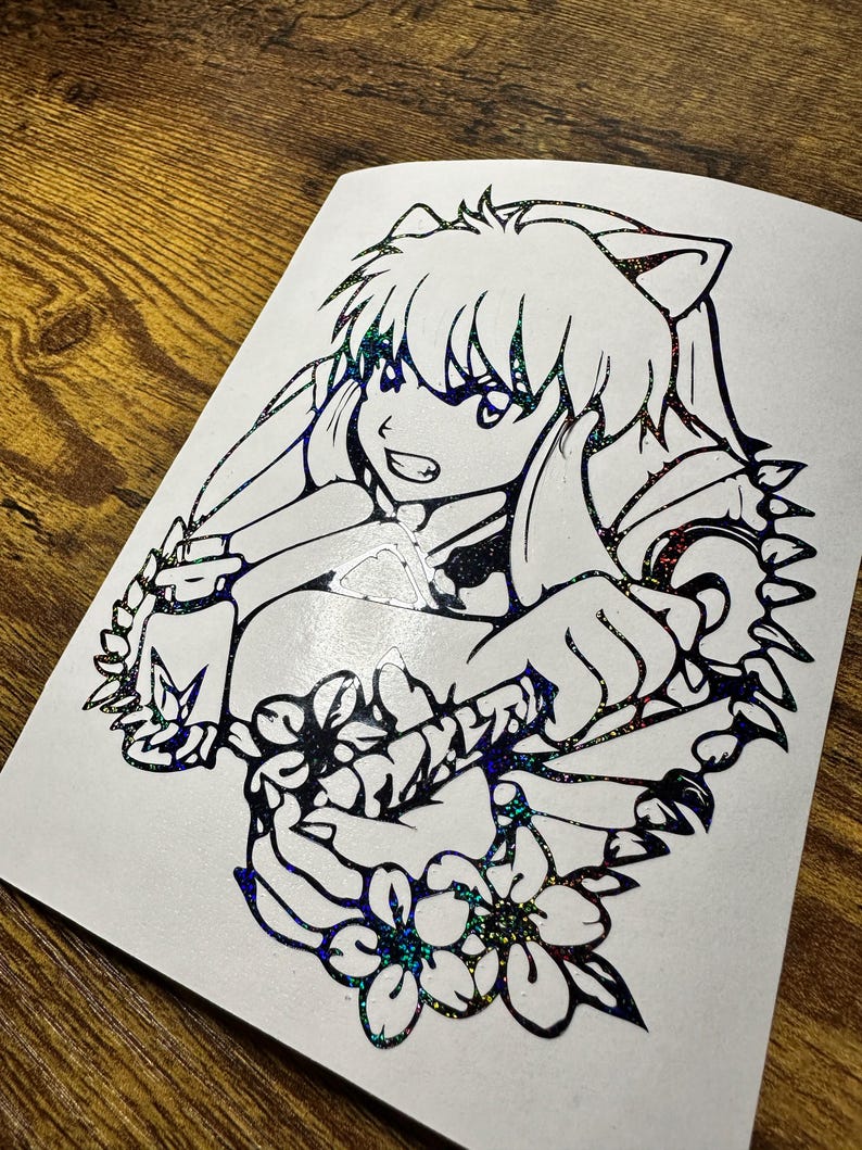 Anime Vinyl Decal Sticker- Japanese- Inuyasha  - Car Window Laptop Water Bottle