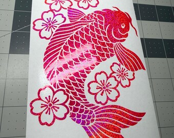 Japanese Koi Cherry Blossom  Decal: Car, Laptop, Window Sticker