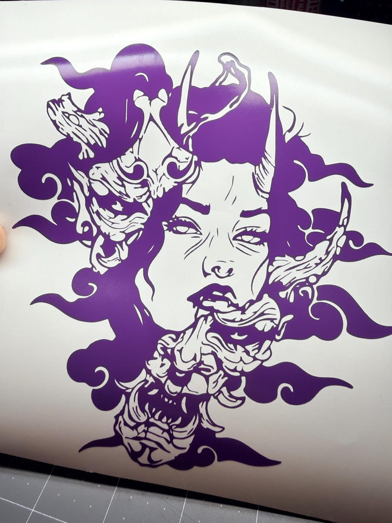 Splitoni Mask Japanese Oni Mask Vinyl Decal-split Mask Girl- Clouds- Horns – Car ...