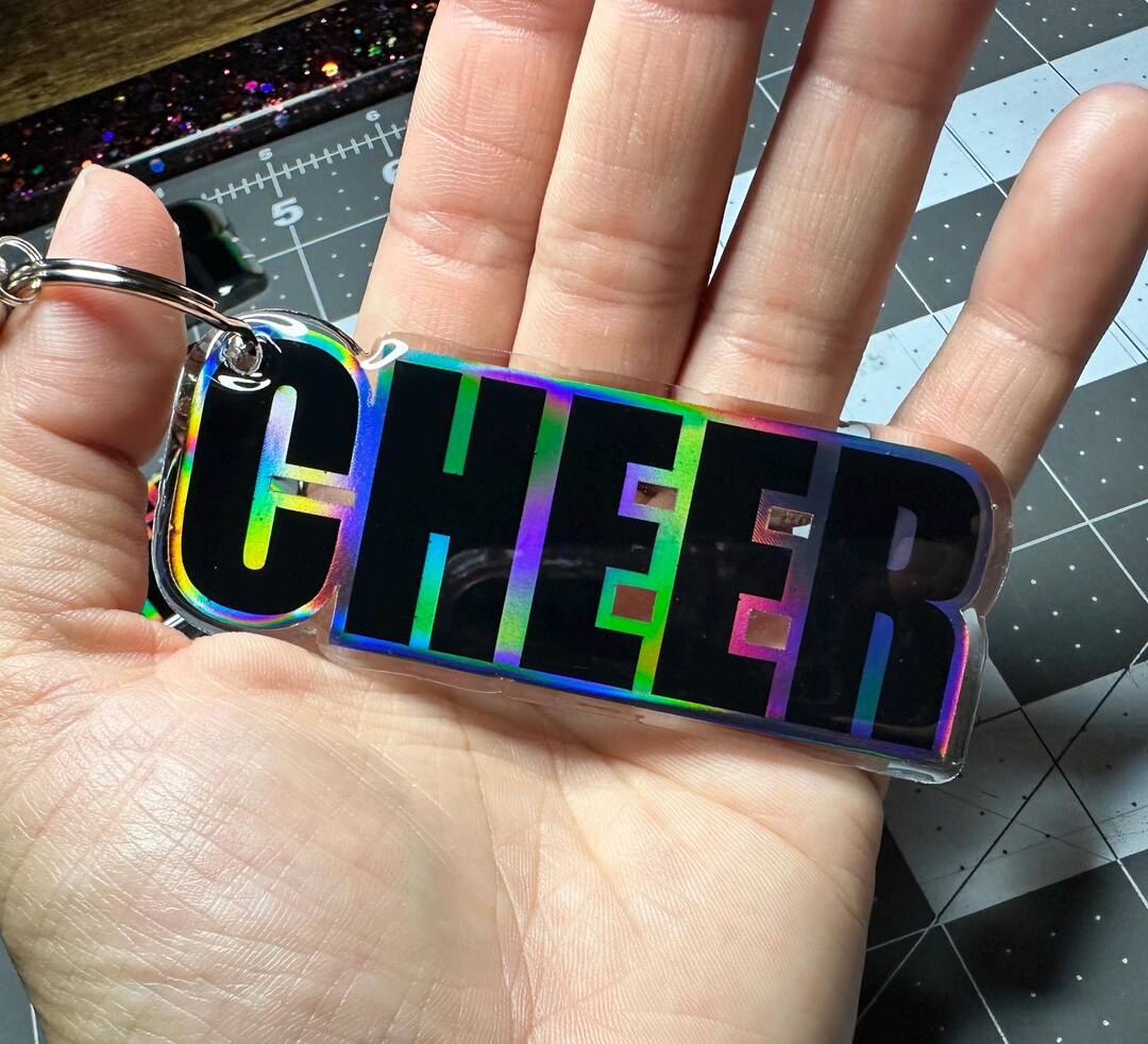 Custom Cheer Keychain: Acrylic Tag With Tassel, Keyring & Clip - Etsy