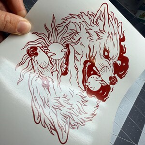 Viking Wolf Vinyl Decal: Viking-Valhalla- Skoll and Hati- Wolfs- Moon and Sun- CarLaptop Sticker image 2