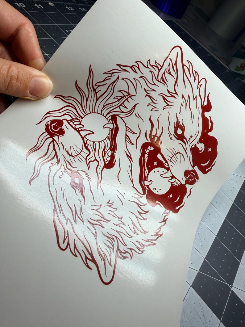 Viking Wolf Vinyl Decal: Viking-Valhalla- Skoll and Hati- Wolfs- Moon and Sun- CarLaptop Sticker image 2