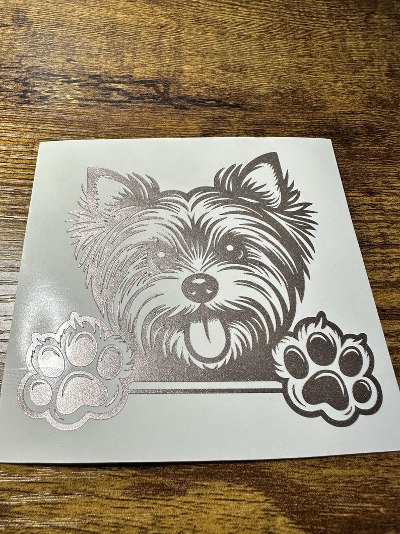 Yorkie Vinyl Decal: Peeking Yorkshire Terrier Sticker - Etsy