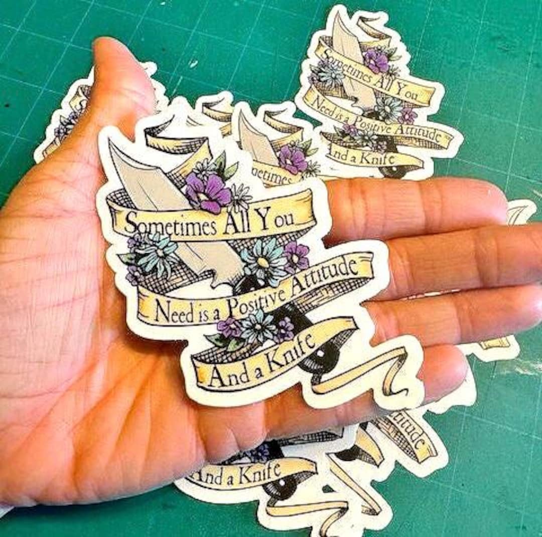 Positive Attitude Knife Sticker: Waterproof Laptop Decal - Etsy