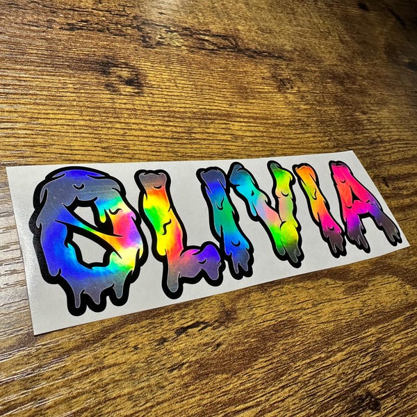 Dripping Slime Custom Name Vinyl Decal - Laptop, Car, Water Bottle