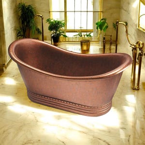 Handgefertigte Kupferbadewanne mit Patina-Finish, Kupferbadewanne, freistehende gehämmerte Badewanne für Luxus-Spa-Zuhause, antikes Löwenfußbad