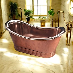 Freistehende gehämmerte Badewanne für Luxus-Spa-Zuhause, handgefertigte Kupferbadewanne, antike Klauenfußbadewanne, Kupferbadewanne mit Patina-Finish