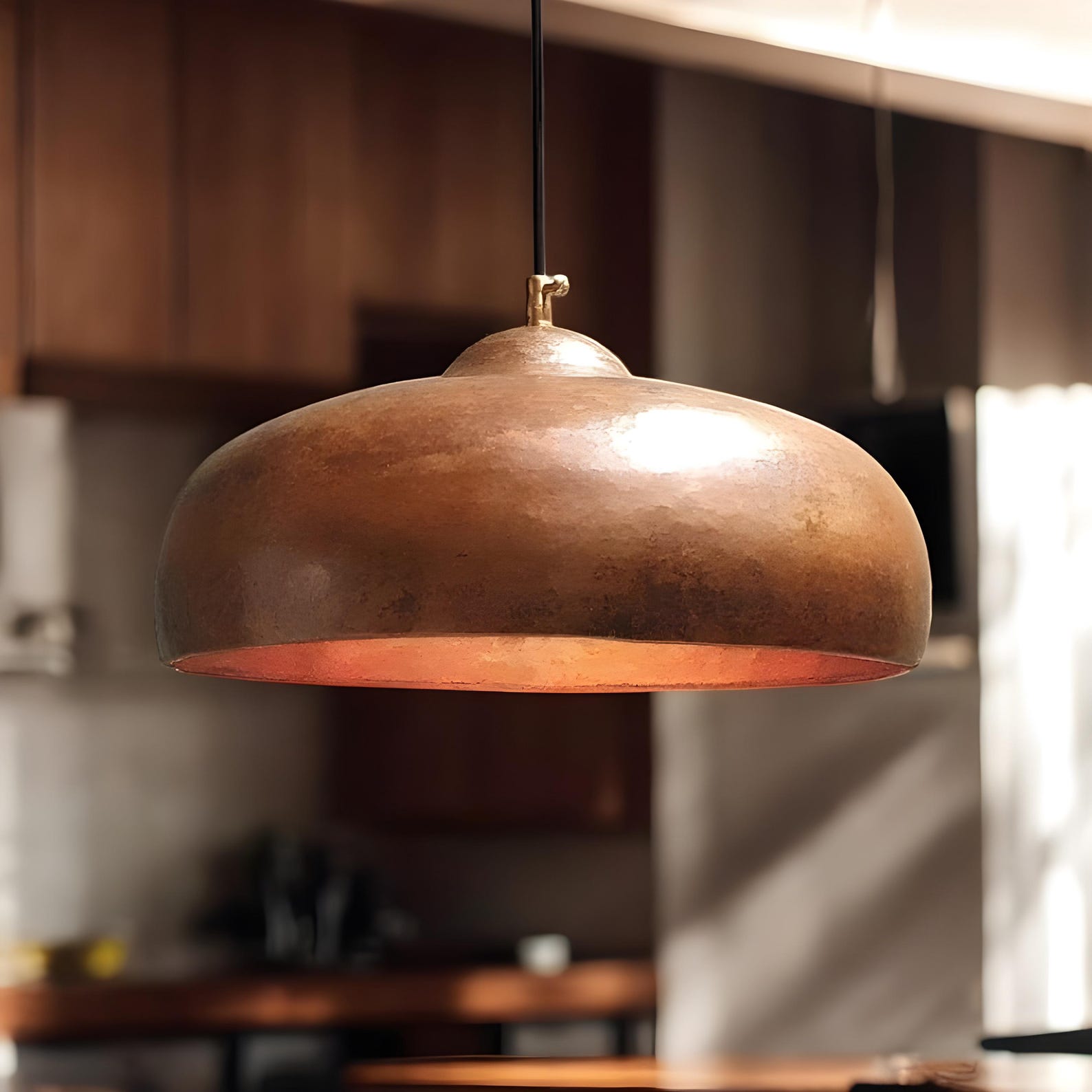 Set of 2 Rustic Copper Pendant Light, Handcrafted Dome Ceiling Lamp for ...
