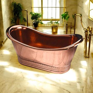 Handgefertigte Kupferbadewanne, Luxus polierte Kupferbadewanne, handgefertigte freistehende Badewanne für Spa, rustikale Vintage Kupferbadewannen