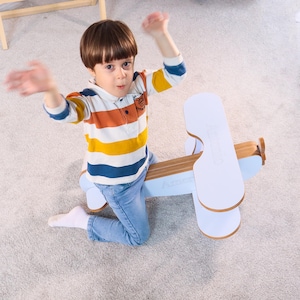 Children&#39;s Airplane Wooden Ride On Toy Toddler Activity Plane & Push Toy Child Airplane Vehicle for Indoor Play Fun Gift for Kids Toddlers