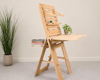 Höhenverstellbarer Stehschreibtisch aus Sperrholz, minimalistischer Holzschreibtisch, Geschenk