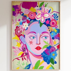 Stampa di Matisse, Ritratto di decorazione di dopamina, Arte della stanza Coquette, Poster retrò Grande arte murale, Dipinto moderno di metà secolo, Regalo di arte eclettica funky