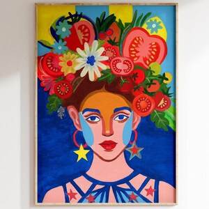 Ritratto dipinto, stampa di Matisse, decorazione dopamina, arte murale massimalista, decorazione della stanza Coquette, poster retrò, grande arte murale, estetica del pomodoro