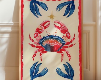 Dopamine Decor Matisse Print Surf Poster Fisherman Aesthetic Coastal Wall Art Nautical Crab For Bathroom Kitchen Retro Sea Ocean Gift