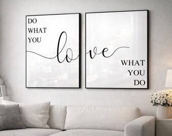 Do What You Love Wall Art Set of 2 | Modern Typography Prints | Minimal Quote Wall Art | Neutral Home Decor | Living Room Bedroom Prints