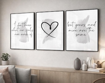 Set of 3 Couple Quote Prints | Modern Family Wall Art | Love Quote Home Decor | Minimalist Typography Prints | Living Room Art Set