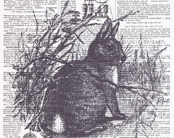 Rabbit,bunny,art print,repurpose book page,buy 3 get 1 free,paper ephemera,french, paris,animal,nature,affordable art.mom.bunnie.dad.nursery