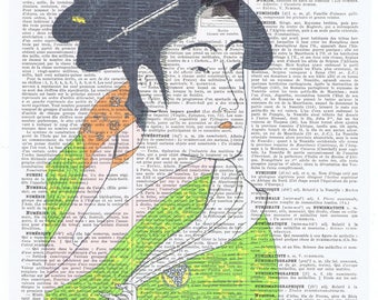 Geisha girl.asian.green.Birthday Gift,Antique Book Page Print. buy 3 get 1 FREE.christmas.japanese.vintage.french.paris.kimono.asiatique.art