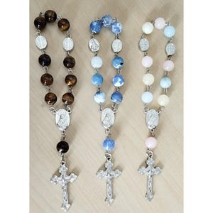 Handmade 3 Hail Mary Chaplet I Three Hail Mary Catholic Prayer Beads I Mini Rosary I Pocket Rosary Natural Stone I Three Hail Mary Devotion