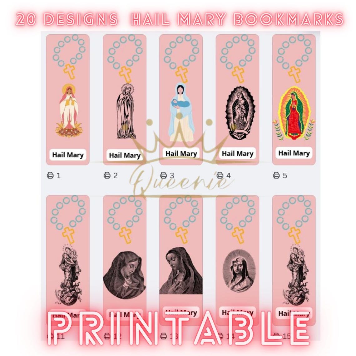 Printable Hail Mary Bookmarks: Catholic Booktag Designs (PDF Download ...