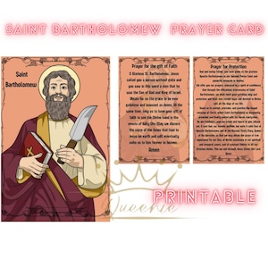 Printable Saint Bartholomew Prayer Card I Digital Catholic Prayer Card I Downloadable Prayer Card